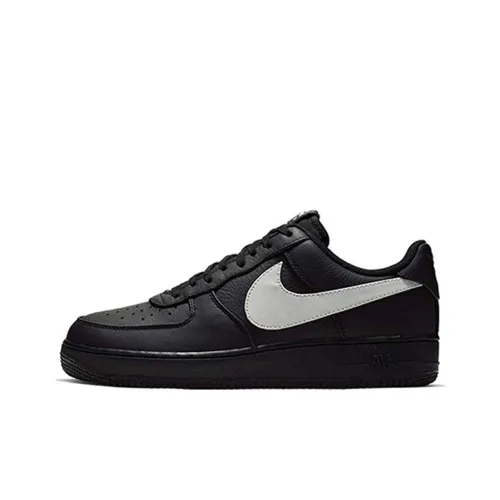 Nike Air Force 1 Big Swoosh Нескользящий Легкий Низкий Топ Скейтбординг Кроссовки Мужские Черные