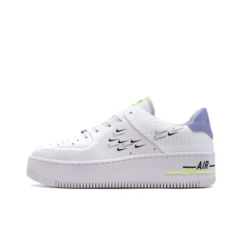 Nike Air Force 1 Шалфейный Slip-resistant Низкие Кроссовки для скейтбординга Женские Белые Фиолетовые