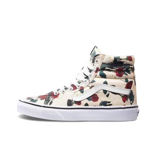 Vans SK8 Амортизация Легкий Высокий Топ Скейтборд Кроссовки Женские Бежевый Розовый С Принт