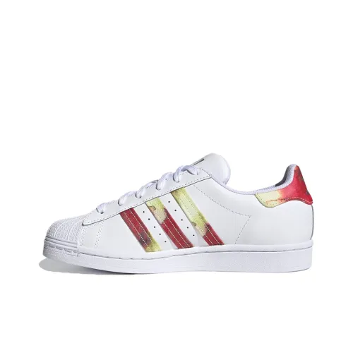Adidas Originals Superstar Low Топ Кроссовки для скейтбординга Женские Белые Красные Желтые Градиентные Ласточкин хвост