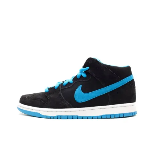 Nike Dunk SB Slip-resistant Амортизация Устойчивость к истиранию MID Топ Скейтбординг Кроссовки Мужские Черный Синий