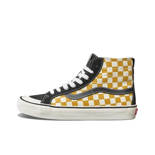 VANS SK8 High Топ Скейтборд Кроссовки Унисекс Желтый Белый Шахматный Узор