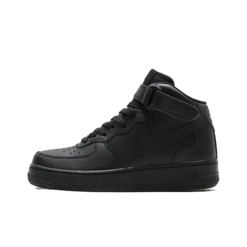 Nike Air FORCE 1 Slip-resistant Abrasion-resistant Lightweight MID Skateboarding Shoes Women's Pure Black