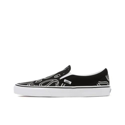 Vans Slip On Series Peace Пейсли Низкие Кроссовки для скейтбординга Унисекс Черный Белый