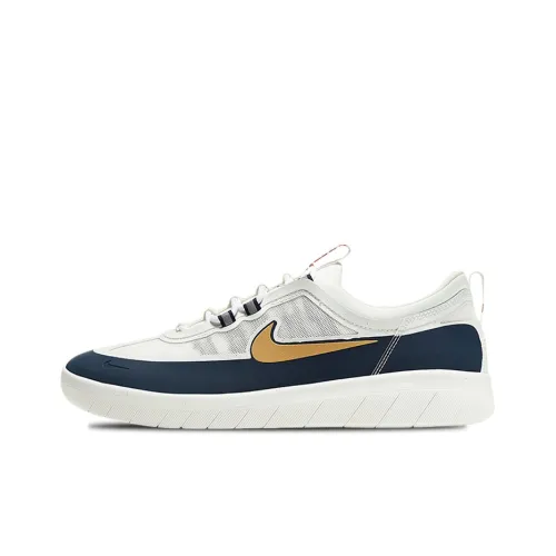 Nike SB Nyjah Free 2 Покрытие Slip-Resistant Низкий Топ Скейтборд Кроссовки Унисекс Белый Синий Золото