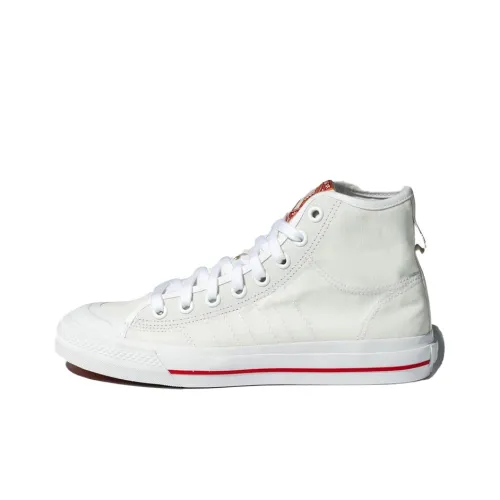Adidas Originals Nizza Hi Rf Покрытие Slip-Resistant и Abrasion-Resistant Высокий Топ Скейтборд Кроссовки Унисекс Белый Красный