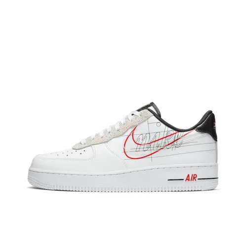 Nike Air FORCE 1 Script Swoosh Slip-on Легкий Низкий Скейтбординг Кроссовки Унисекс Белый Красный