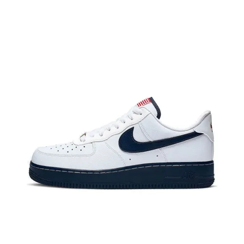 Nike Air FORCE 1 USA Non Slip Легкий Низкий Топ Скейтбординг Кроссовки Унисекс Белый Синий