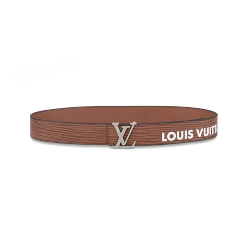 LOUIS VUITTON Initiales Smooth Clasp Логотип бренда Кожаные ремни Мужской Коричневый Ширина 4CM