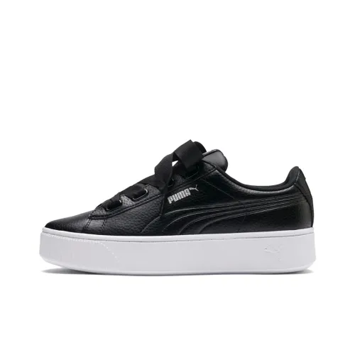 PUMA Vikky Stacked Ribbon Core Low Top Скейтборд Кроссовки Женские Черный Белый