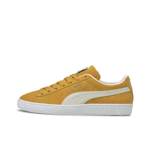 PUMA Suede Classic XXI Classic XXI Износостойкий и Легкий Низкий Топ Кроссовки для скейтбординга Унисекс Желтый хаки Белый