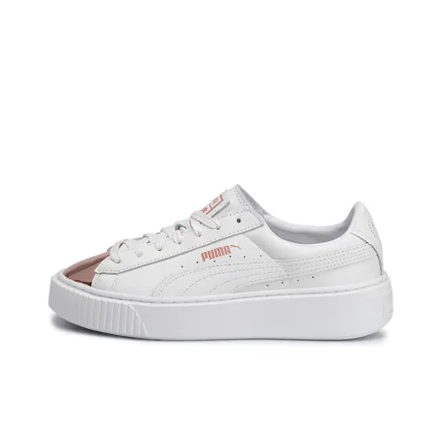 PUMA BASKET PLATFORM Low Топ Кроссовки для скейтбординга Женские Белые Золотые