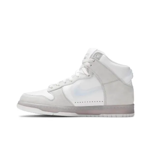 Slam Jam x Nike Dunk High Slip Resistant Abrasion Resistant High Top Скейтборд Кроссовки Unisex Серый Белый