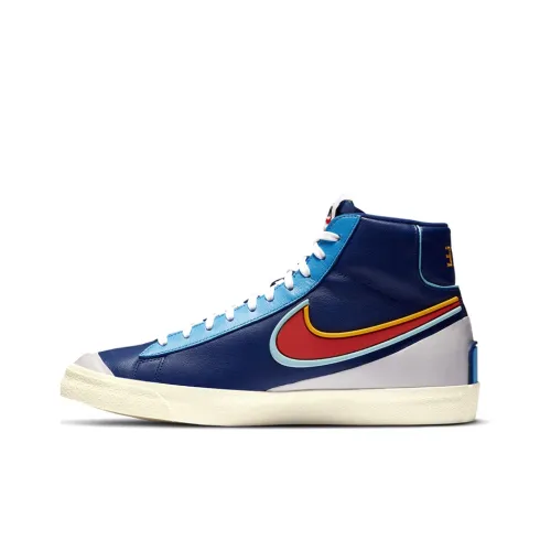 Nike Blazer 77 Бесконечность Slip-Resistant Abrasion-Resistant MID Топ Скейтборд Кроссовки Мужские Белый Синий