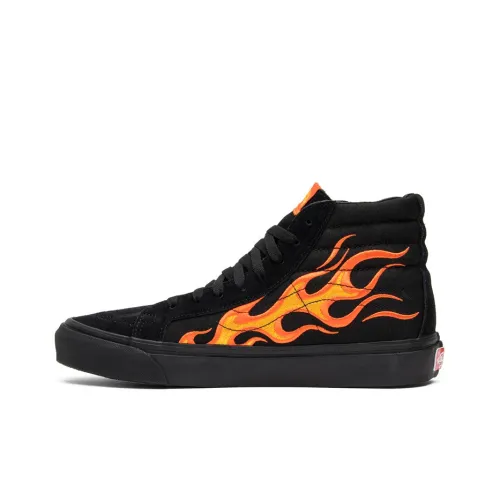 VANS SK8 LX Красный Пламя Черный воин Высокие Кроссовки для скейтбординга Унисекс Черный