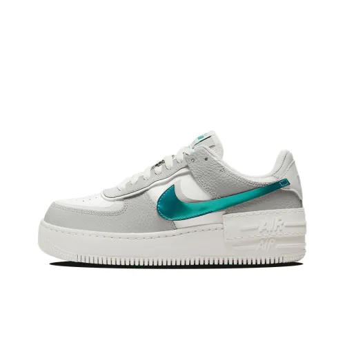 Nike Air Force 1 Shadow 'Металлик Бирюзовый' Устойчивый к истиранию противоскользящий низкий топ кроссовки для скейтбординга Женские Белый Зеленый