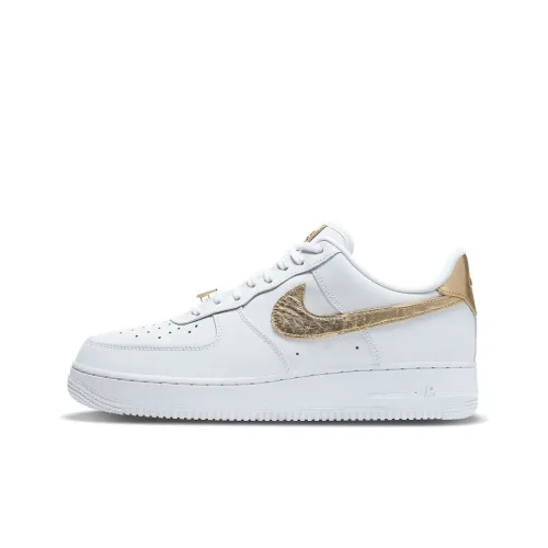 Nike Air Force 1 Slip Resistant Abrasion Resistant Низкий Топ Скейтбординг Кроссовки Мужские Белый Золото