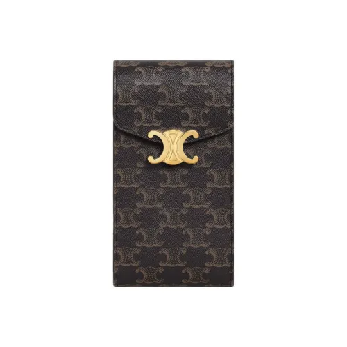 CELINE Triomphe Холст Чехол для телефона Женский Коричневый