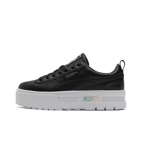 PUMA Mayze Lth Radiance Low Top Скейтборд Кроссовки Женские Черный Белый