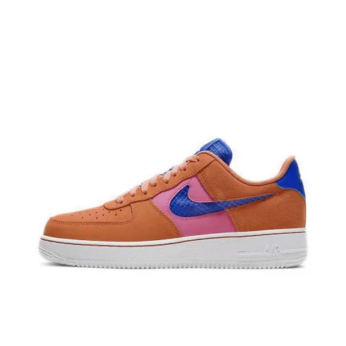 Nike Air FORCE 1 Покрытие Устойчивое к истиранию Низкий Топ Скейтбординг Мужские Синие Оранжевые
