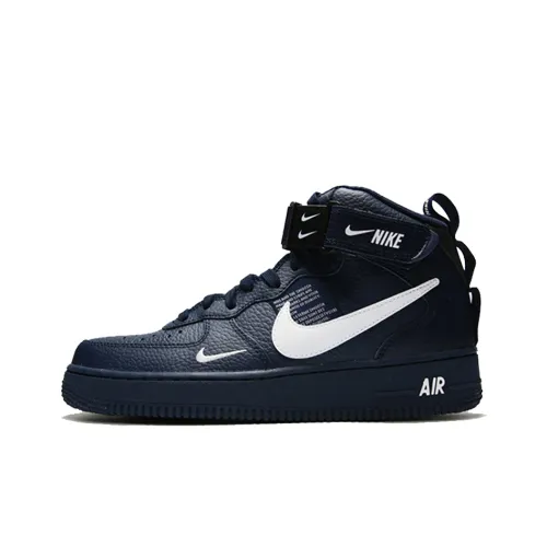 Nike Air Force 1 07 Lv8 Легкий Покрытие MID Скейтбординг Кроссовки Унисекс Сине-белый