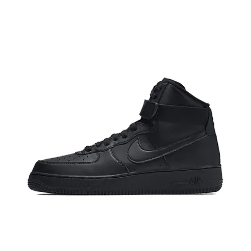 Nike Air Force 1 Triple Black 2017 Покрытие Устойчивое к истиранию Высокий Топ Скейтборд Кроссовки Унисекс Черный