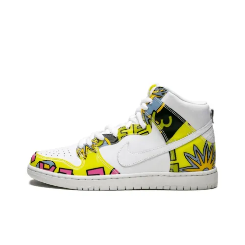 Nike Dunk SB DE LA Soul Покрытие Slip-resistant High Top Скейтбординг Кроссовки Unisex Белый Выпуск 2015