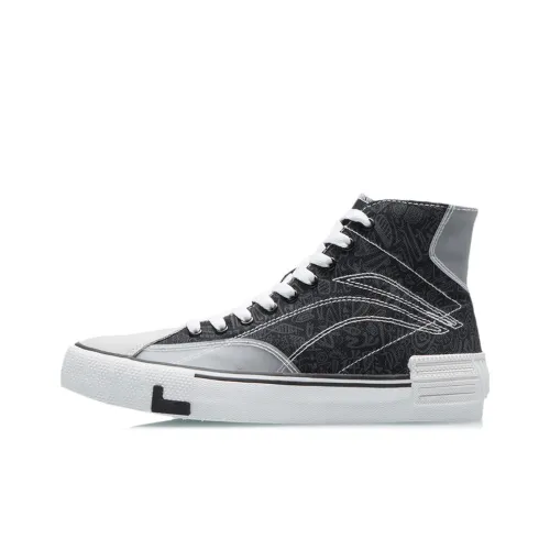 LINING Wave Canvas Hi Lightweight Anti Slip High Top Скейтборд Кроссовки Женские Черный Белый