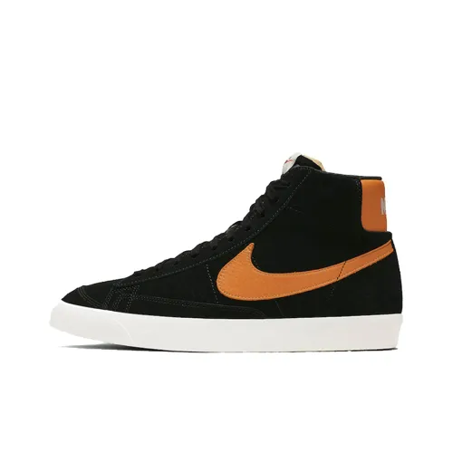 Nike Blazer 77 Vintage Нескользящий Легкий MID Топ Скейтборд Кроссовки Унисекс Черный Оранжевый
