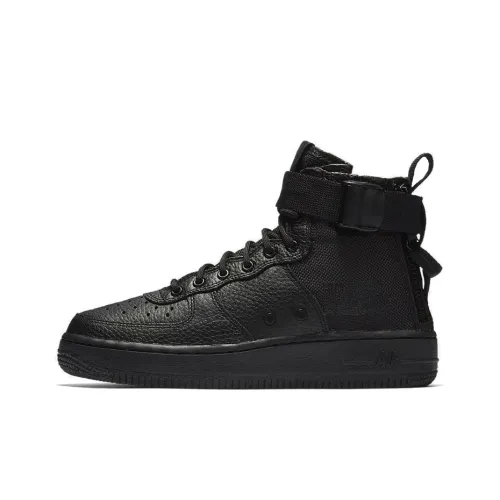 Nike Air FORCE 1 Triple Black Resistant к царапинам и износу MID Скейтбординг Женские Черные
