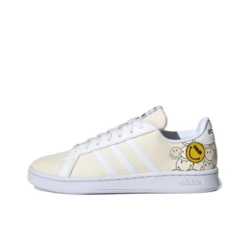 SMILEY x Adidas Neo GRAND COURT Low Топ Скейтборд Кроссовки Женские Бежево-Желтые