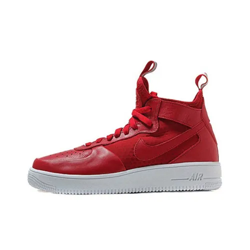 Nike Air Force 1 Fitness Red Slip-Resistant MID Скейтбординг Кроссовки Унисекс Красный