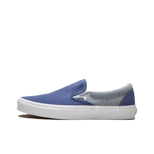 Vans CLASSIC Slip-On Устойчивые к истиранию Дышащие Низкие Кроссовки для скейтбординга Унисекс Синие Серые