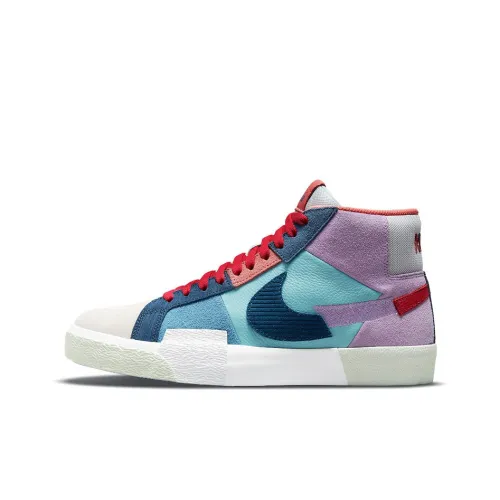 Nike Blazer PRM 'Синий Мозаика' MID Топ Скейтборд Кроссовки Унисекс Синий Фиолетовый