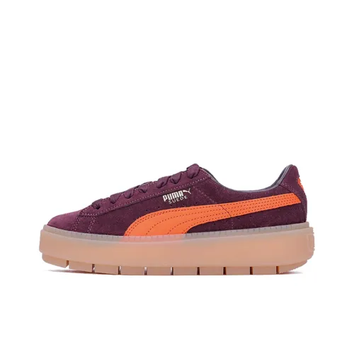 PUMA Suede Series Платформа Низкие Кроссовки для скейтбординга Женские Бордовые