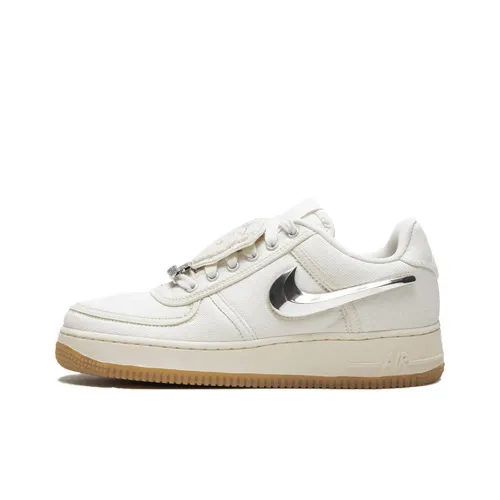 Travis Scott x Nike Air Force 1 Sail Low Top Скейтборд Кроссовки Унисекс Белый Серебряный