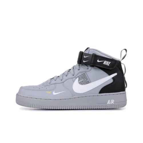 Nike Air FORCE 1 LV8 'Волк Серый' Противоскользящие Амортизирующие Устойчивые к Износу MID Топ Скейтборд Кроссовки