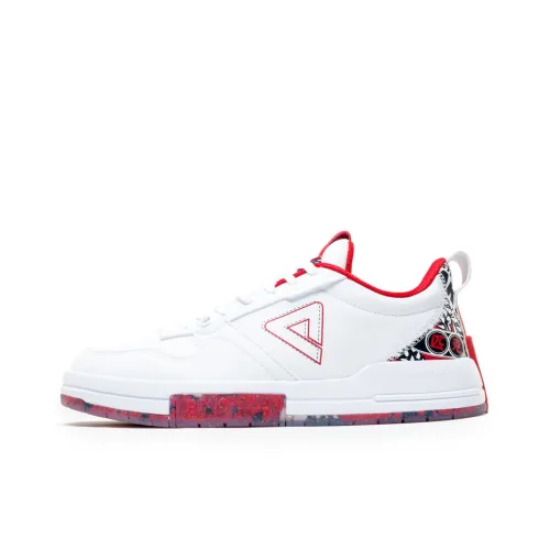 PEAK Slip-Resistant Shock Absorbers с устойчивостью к истиранию Низкие кеды для скейтбординга Унисекс Белый Красный