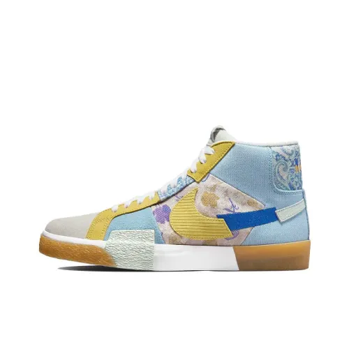Nike Blazer Mid Топ Кроссовки для скейтбординга Unisex Light Бежево-синий