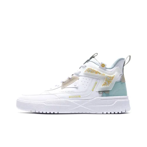 XTEP Slip-resistant Амортизация Устойчивость к истиранию Дышащий MID Топ Скейтбординг Кроссовки Мужские Белые