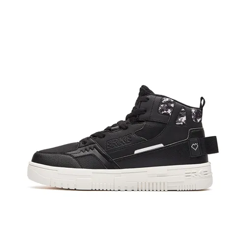 Erke Contract Slip-Resistant High Top Скейтборд Кроссовки Мужские Черный Белый
