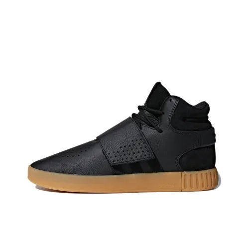 Adidas Originals Tubular Invader Strap Покрытие Slip-Resistant Высокие Кроссовки для Скейтбординга Унисекс Чисто Черные