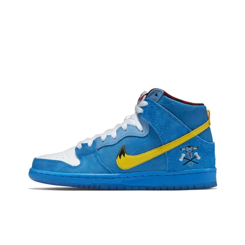 Nike Dunk SB Familia Синий Бык Нескользящий Легкий Высокий Топ Скейтборд Кроссовки Унисекс Синий Желтый