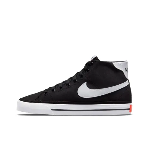 Nike Court Legacy Холст MID Топ Скейтборд Кроссовки Мужские Черный Белый