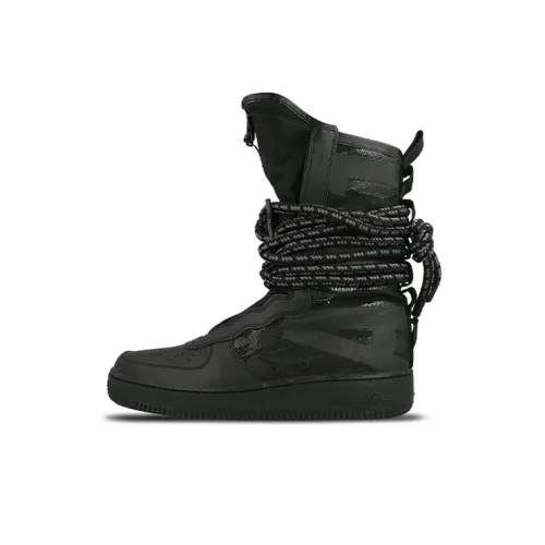 Nike Air Force 1 Slip Resistant Abrasion Resistant High Топ Скейтбординг Кроссовки Мужские Черные