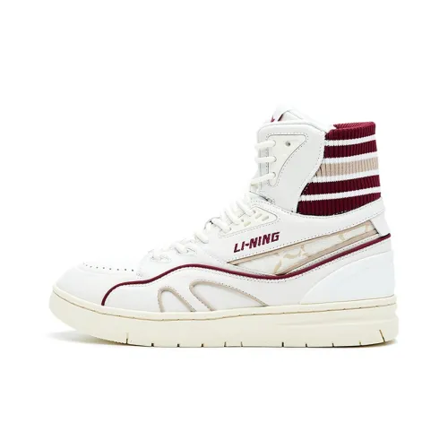 LI NING 1990 Высокие Кроссовки для скейтбординга Женские Темно-бордовый цвет