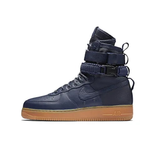 Nike Air FORCE 1 Темно-синий Gum Non Нижняя юбка Легкий Высокий Топ Кроссовки для скейтбординга Мужской Полночный синий