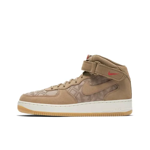 Nike Air FORCE 1 07 Премиум N7 Покрытие Slip-Resistant MID Топ Скейтборд Кроссовки Мужские Коричнево-Красные