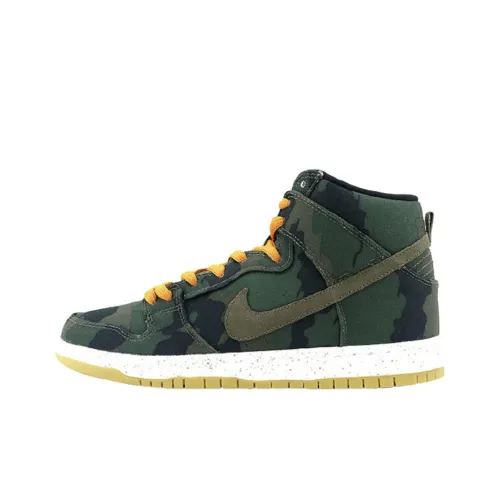 Nike Dunk SB Slip-Resistant High Top Скейтборд Кроссовки Мужские Зеленый Черный Камуфляж