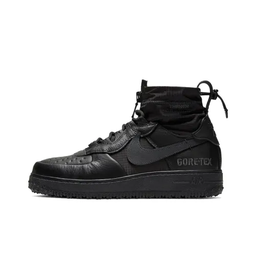 Nike Air Force 1 WTR Gore Tex Тройной Черный Высокие Кроссовки для Скейтбординга Мужские Черные